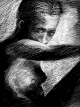 Femme noire r&eacute;alis&eacute;e sous Painter 5 avec l'outil grattoir sur fond noir